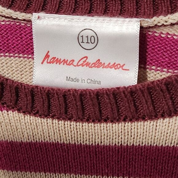 HANNA ANDERSSON PRETTY STRIPED POCKET SWEATER DRESS GIRLS 110 EU/ 4-5T US - Picture 4 of 6